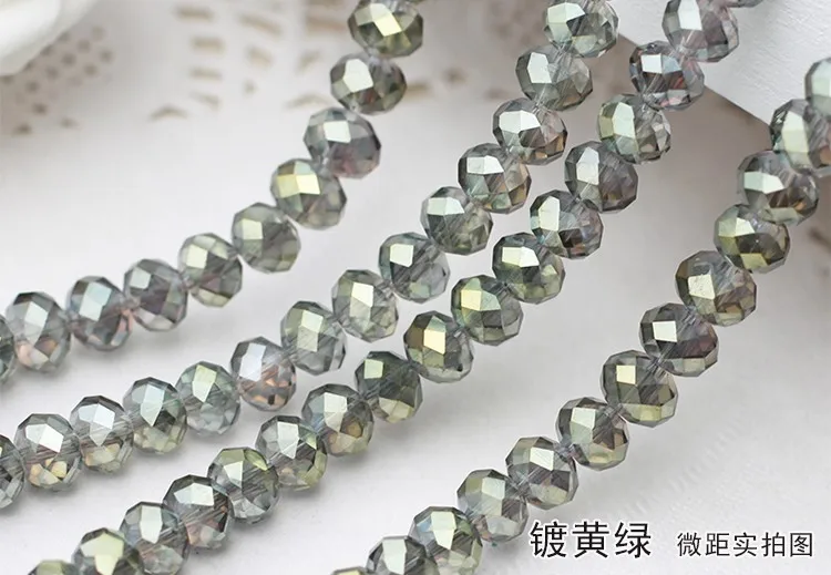 Plated Yellow green АААА высокое качество 2-12 мм AB цвета Rondelle Австрия граненые Хрустальные стеклянные бусины Свободные разделители Круглые бусины для изготовления ювелирных изделий - Цвет: Plated Yellow green