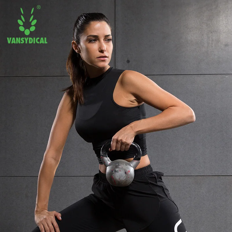 Camisetas Mujer VANSYDICAL Лето 2017 г. Новый Для женщин спортивная рубашка сжатия стрейч Майка