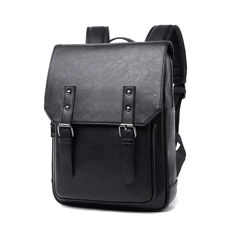 

hot Men Backpacks Black Leather Schoolbags For Teenagers Women School Bag Waterproof Casual Rucksack Travel Shoulder Bag