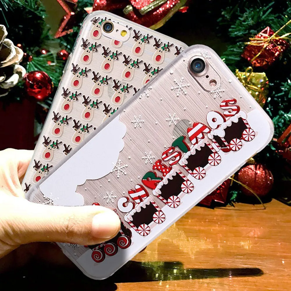 Caseier Рождество 3D Картина чехол для iPhone X 6 6s плюс Новогодний подарок мягкий TPU Plus