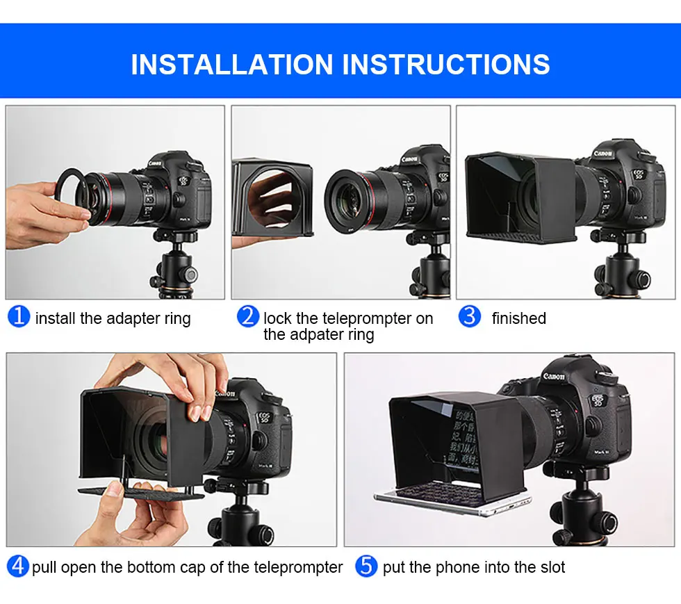 Bestview T1 Teleprompter портативный смартфон Prompter для Canon Nikon sony камеры DSLR интервью съемки видео Teleprompter