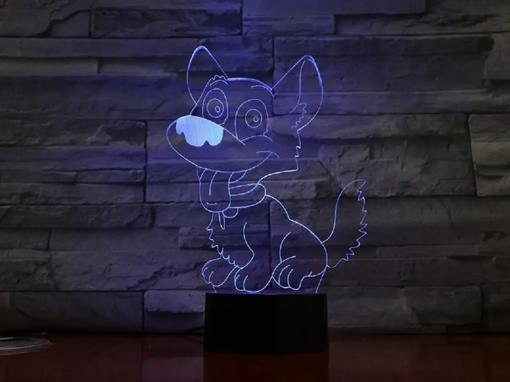 Новая мультяшная собака 3D лампа иллюзия Ночной светильник светодиодная