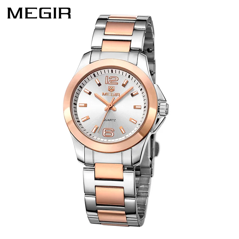 small- COLOR GOLD MEGIR, женские часы, Роскошные, под платье, наручные часы, Relogio Feminino, часы для женщин, Montre Femme, кварцевые женские часы для влюбленных - Цвет: small- COLOR GOLD