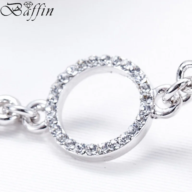 Модные браслеты для женщин с родиевым покрытием и кристаллами Сваровски Круглый