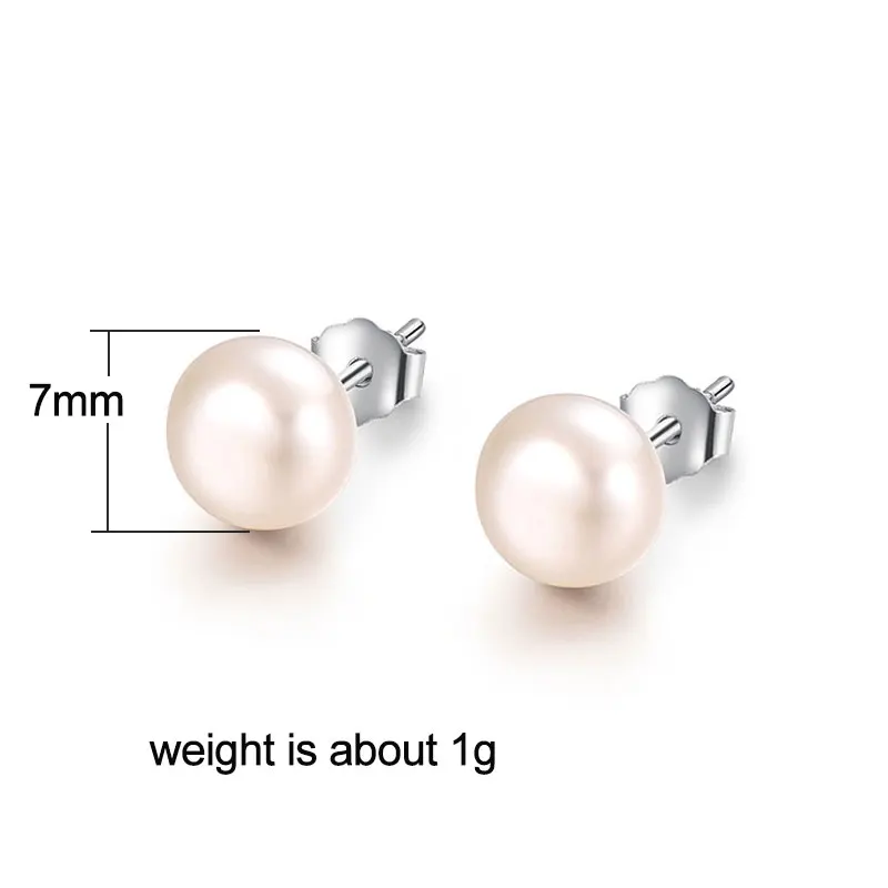 Женские серьги гвоздики FNJ из серебра 925 пробы с искусственным жемчугом 100%