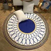 soft round flannel decorative carpet foot door yoga chair play mat pad bathroom hallway area rug blue gold home deco carpet