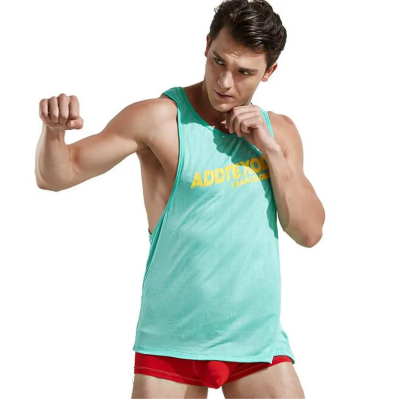 Мужские майки с принтом мужской жилет глубоким вырезом и проймой Сексуальная