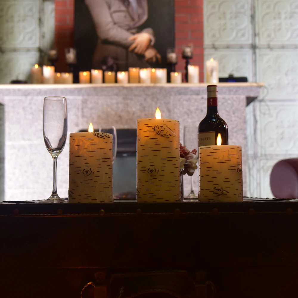 3 шт березы вид Батарея питание светодиодный свечах синхронизации реалистичные