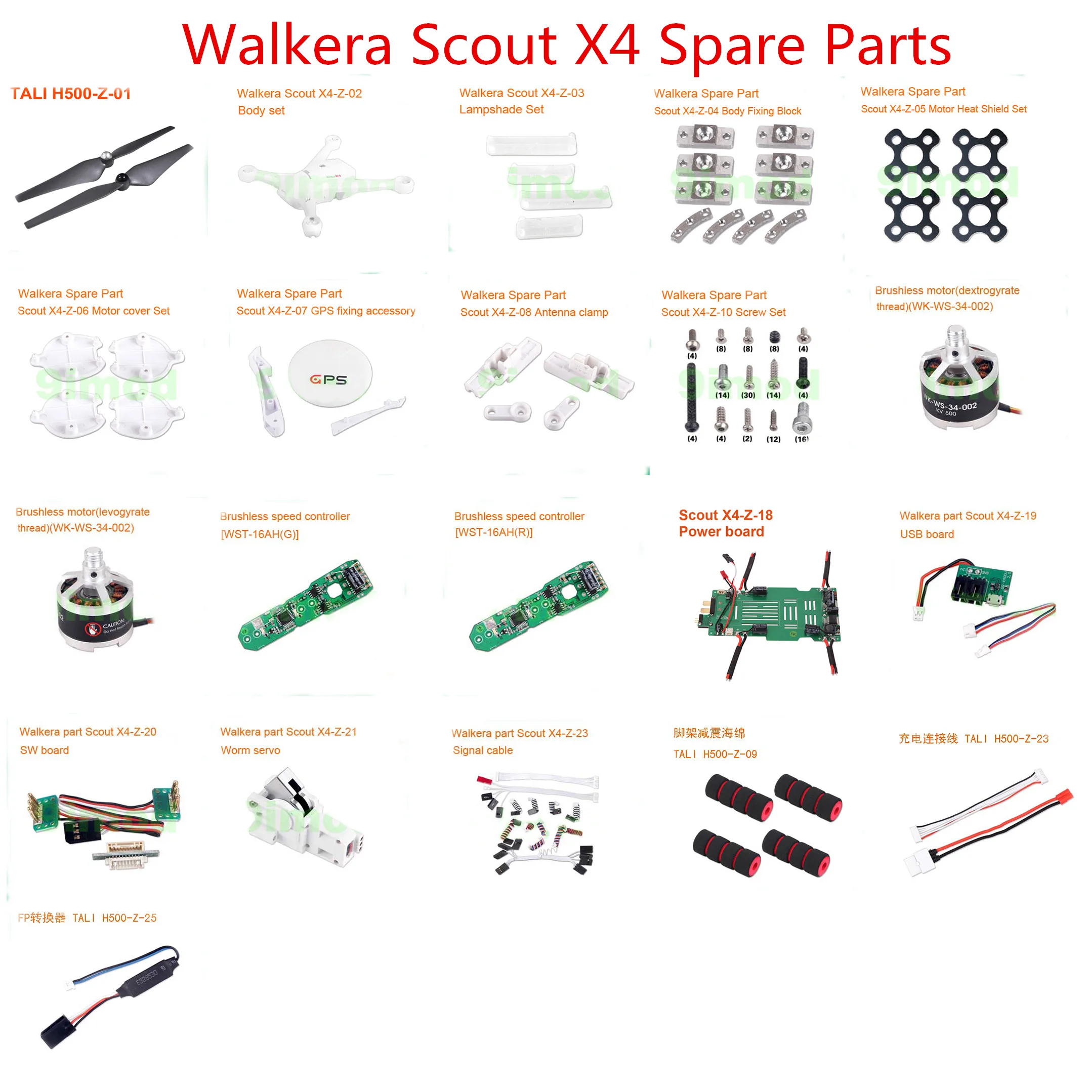 Walkera Scout X4 RC Квадрокоптер запасные части лезвие корпус двигателя ESC мощность винт