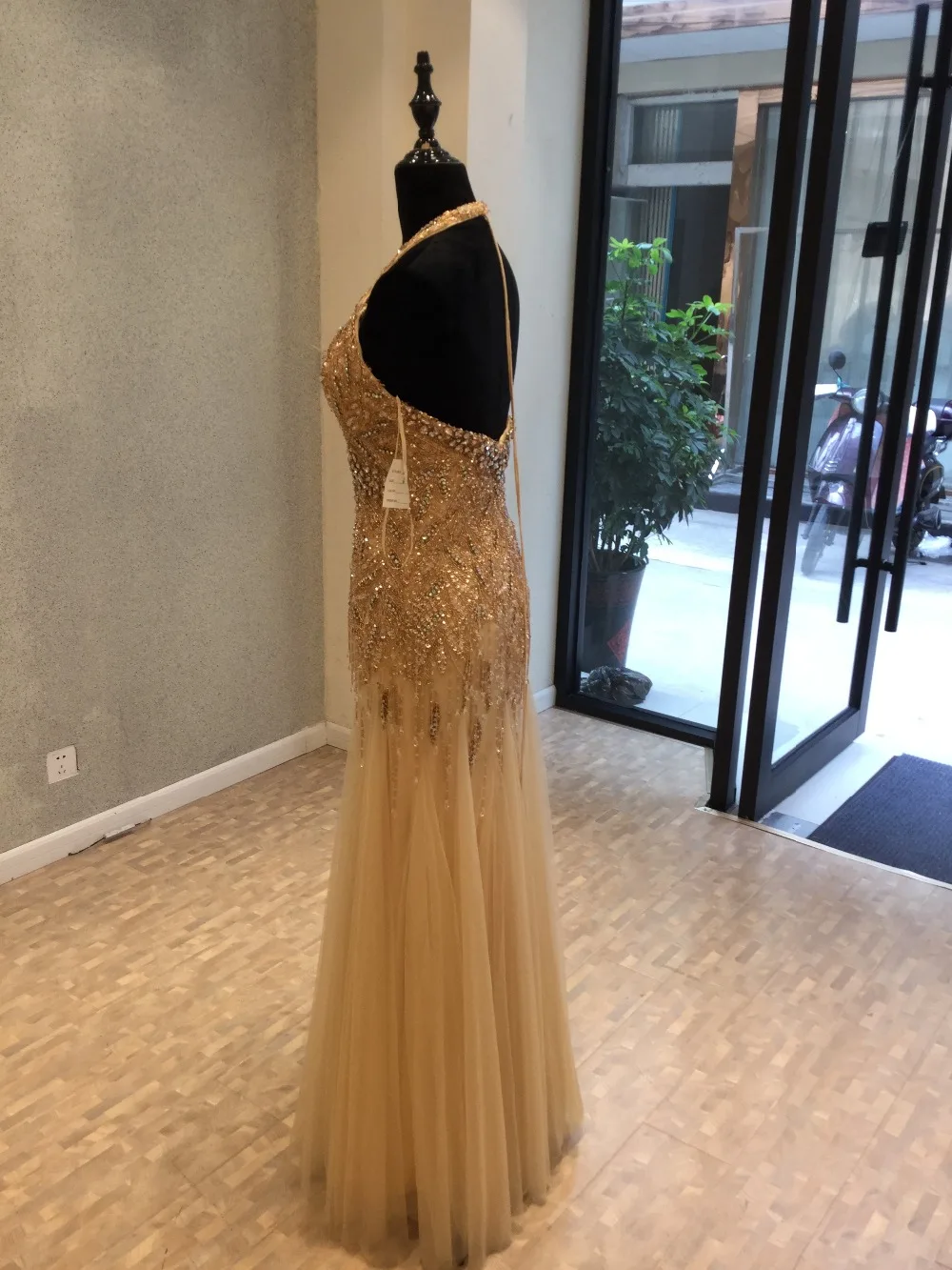 

Vestidos de festa New Design Evening Dresses High Neck Sleeveless Floor Length Beading Tulle Mermaid Long Prom Dresses 2020