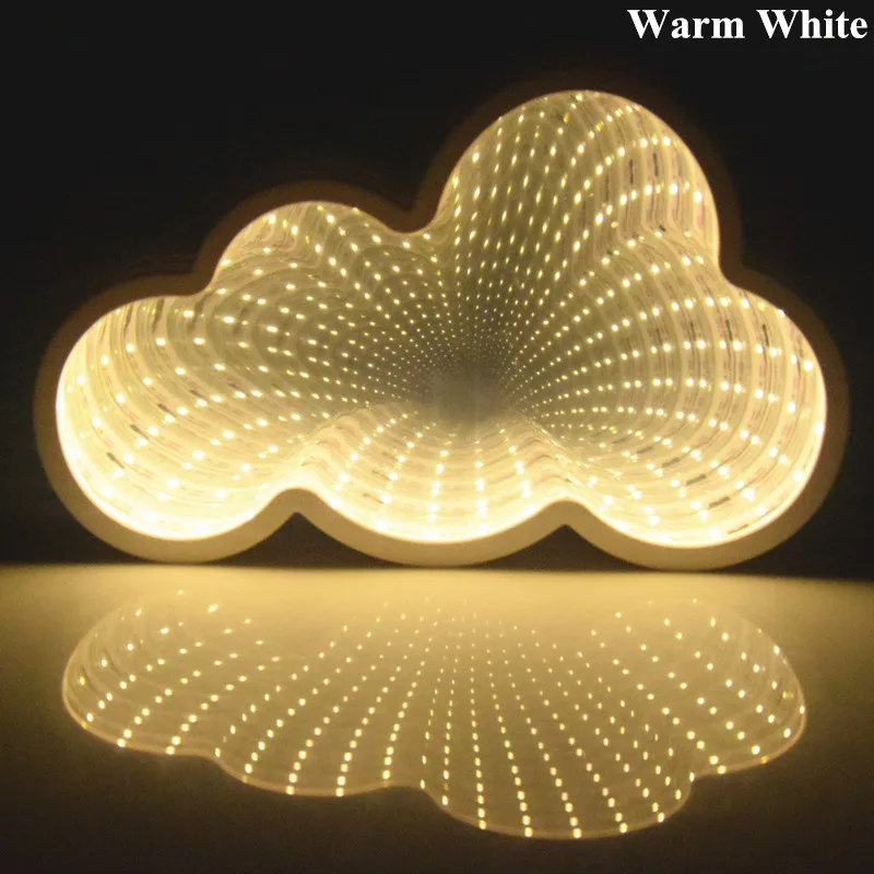 Warm White AIFENG Led ночное легкое облако временный тоннель батарея лампа новое зеркало ночник для ребенка декор для детской комнаты светодиодный ночник - Испускаемый цвет: Warm White
