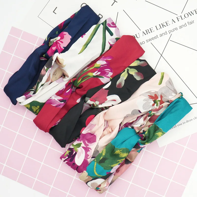 Женские летние богемные повязки для волос с принтом на голову Ретро тюрбан узлом