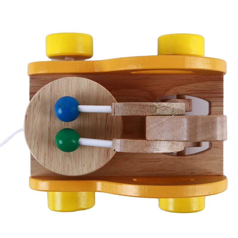 Креативный детский ручной расширенный поводок Pull Toy Car, игрушка для малышей, подарок для детей, желтый/голубой деревянный игровой ритм, звуковой трактор