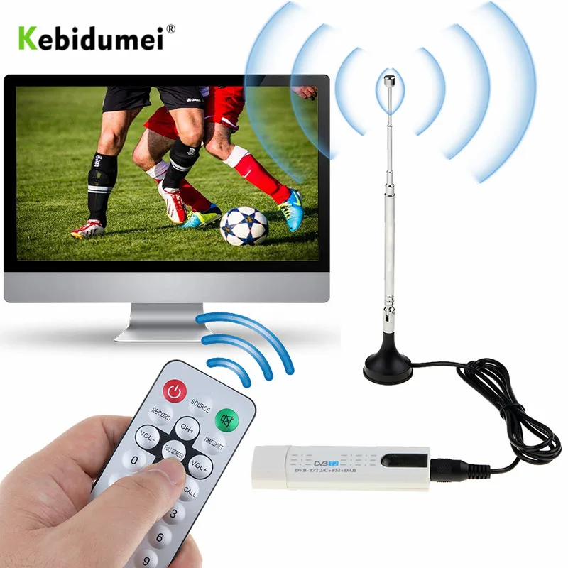Цифровой спутниковый ТВ тюнер kebidumei DVB t2 usb с антенной дистанционный HDTV приемник 2 0