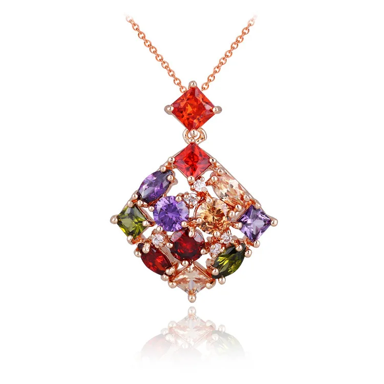 The new European and American high-end temperament AAA grade zircon necklace Monalisa square | Украшения и аксессуары