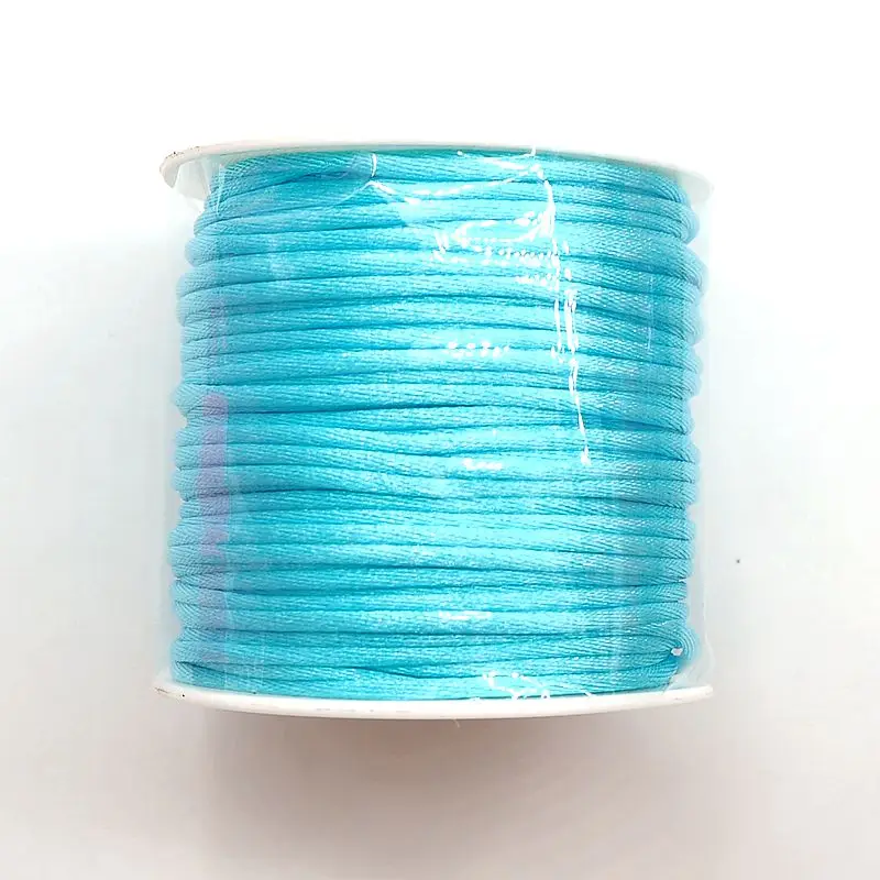 Light Blue Chenkai 2 мм 50 м/рулон 14 цветов мягкий макраме Шелковый Атласный нейлоновый шнур веревка DIY силиконовый детский Прорезыватель для зубов ожерелье браслет - Цвет: Light Blue
