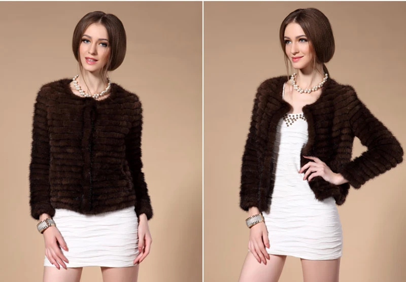 ZDFURS* Сексуальная женская осенняя и зимняя женская Настоящая вязаная норковая шуба с полосками из натурального меха короткая шуба куртка
