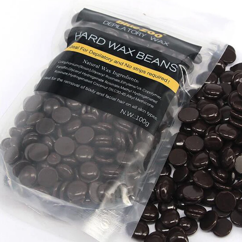 BlueZoo Waxing Hair Removal Hard Wax Beans Less Painful Much Cleaner Natural Hot Film Depilatory Set 100g Coffee Temperature Low | Красота и