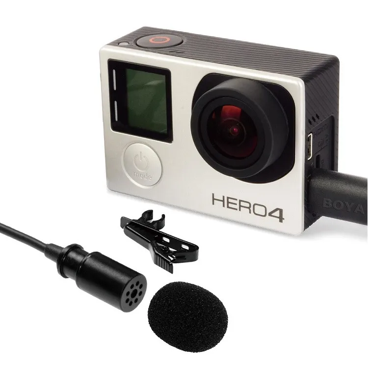 BOYA BY GM10 всенаправленный конденсаторный петличный микрофон для камер GoPro Hero 4 2 3