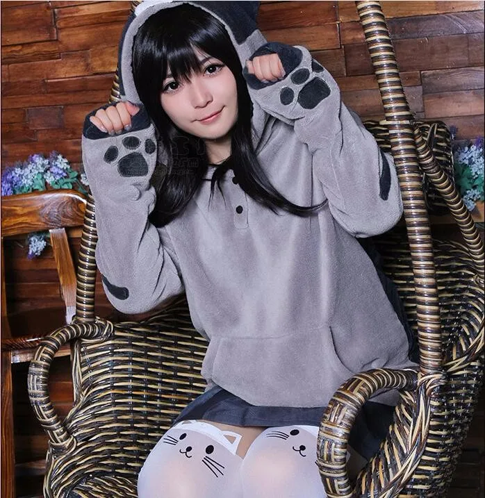 Горячая Распродажа, Neko Atsume Kawwii, костюм для косплея, милый кот, плотные милые толстовки, фланелевые толстовки с капюшоном, зимняя куртка CS310