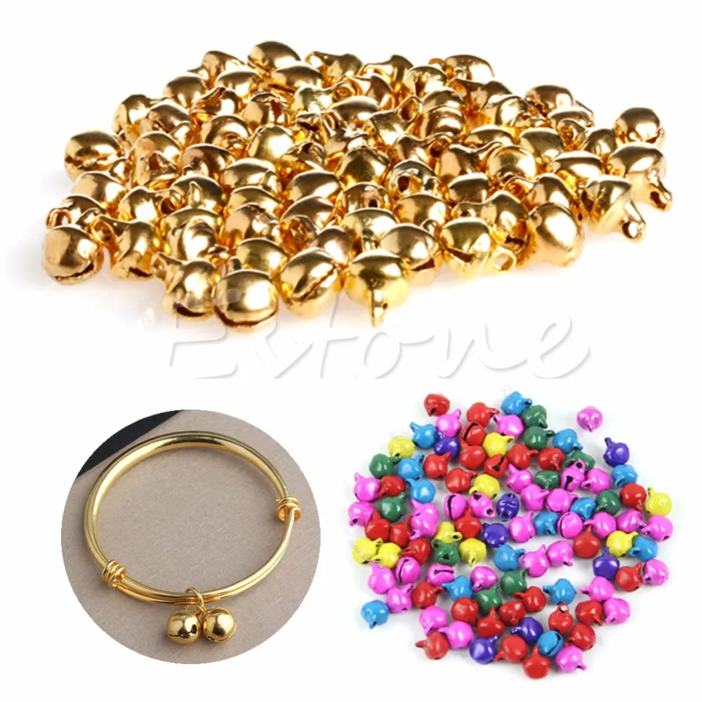 

100 шт. маленькие колокольчики для рукоделия ювелирные изделия Свадебные шармы 6 мм бусины фурнитура золотые разноцветные