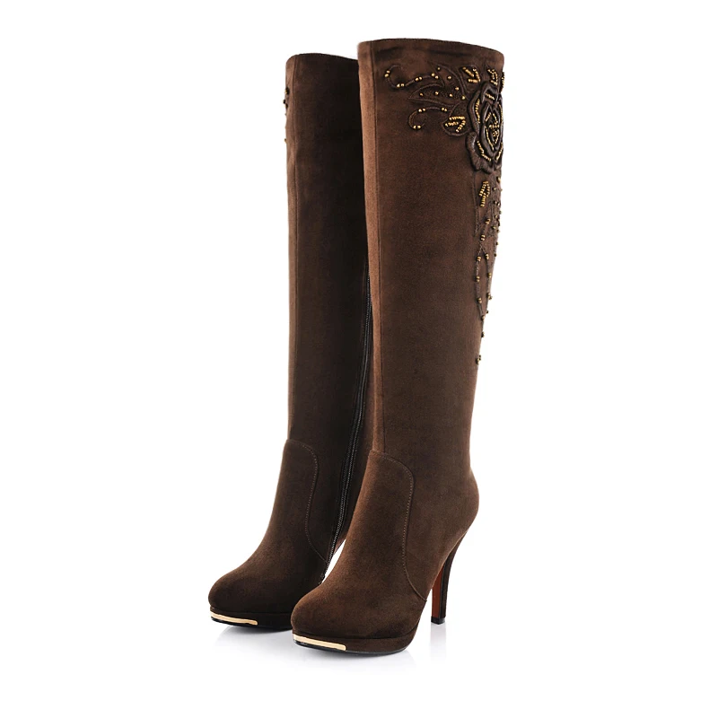 Женские зимние мотоциклетные сапоги Лидер продаж модные до колена на высоком