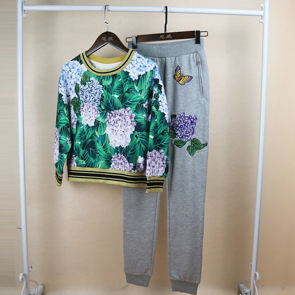 Высокое качество модные женские туфли 2 шт. Листья печати комплекты три четверти