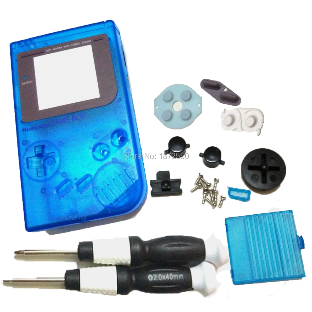 Полный набор Transprent синего цвета для оригинального классического корпуса GBGameboy GBO