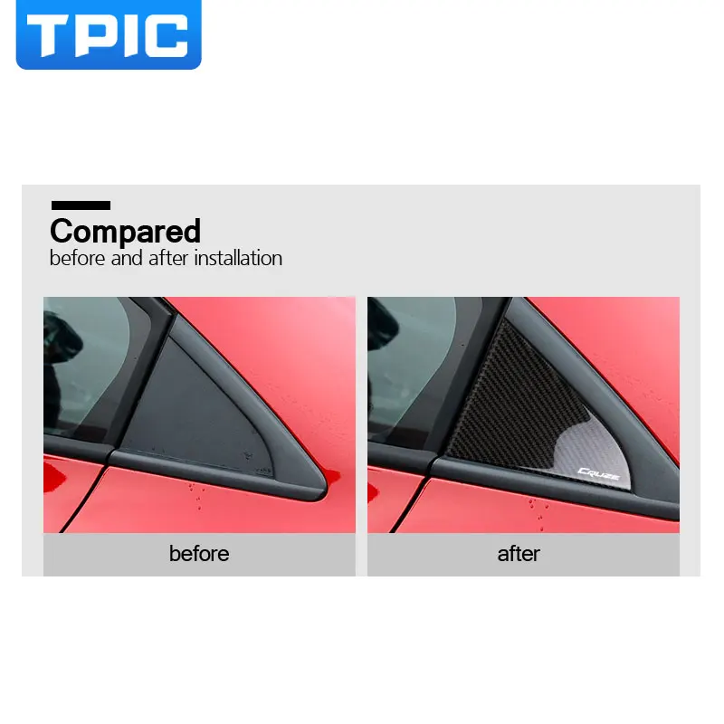 Наклейка TPIC для автомобильного задний треугольник окна из углеродного волокна