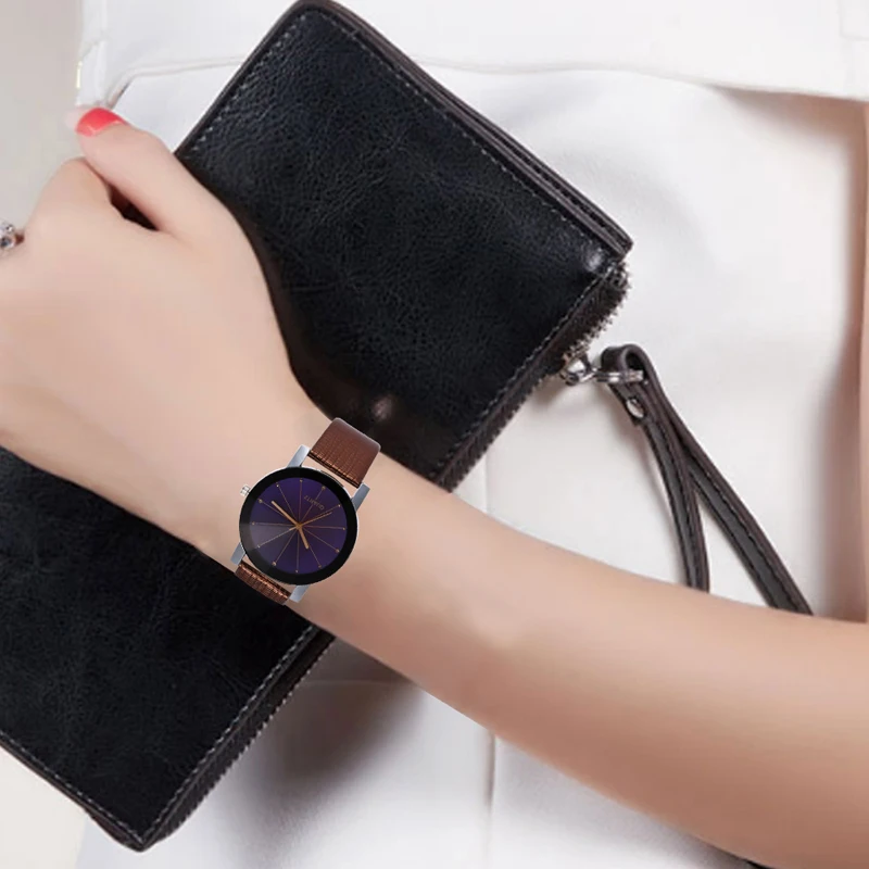 Часы минимализм простые кварцевые часы для мужчин и женщин кожаный ремешок