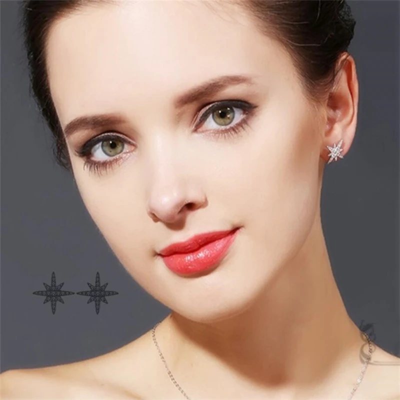 Женские серьги-гвоздики из серебра 925 пробы с фианитами | Украшения и аксессуары