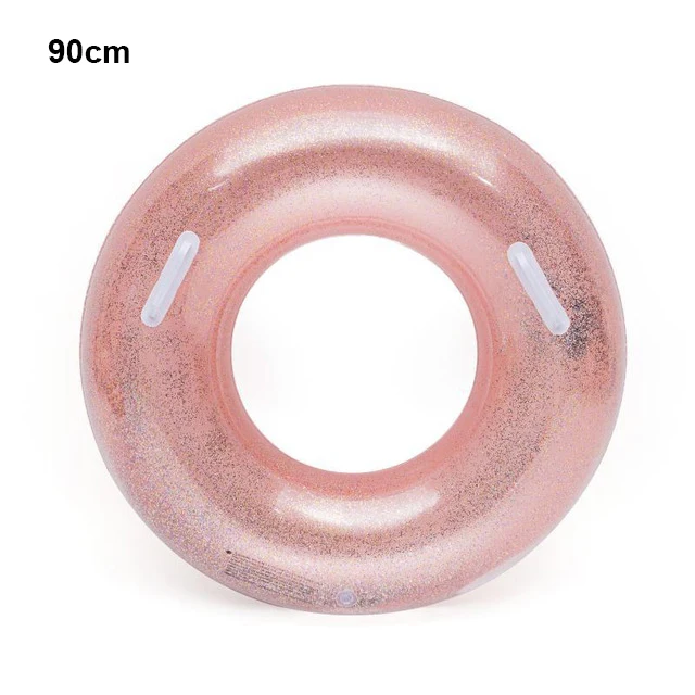 ros pink handle 90cm 120 см надувной бассейн плавает для взрослых пляж конфеты голографическое блестящее кольцо для плавания Rafts бассейн шезлонг розовое золото гигантский Floaties - Цвет: ros pink handle 90cm