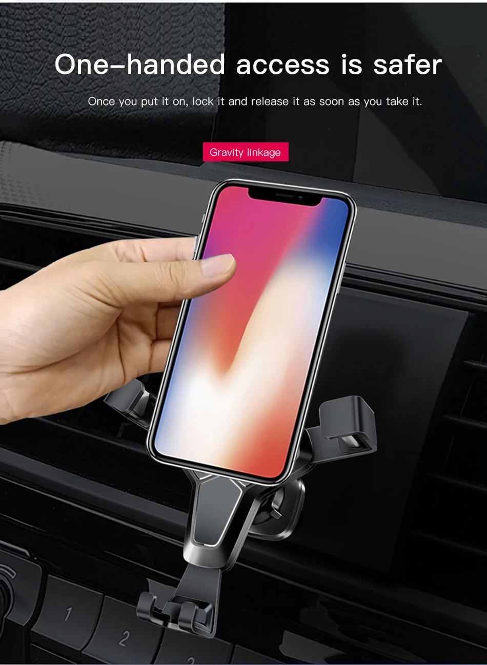 ACCEZZ Универсальный автомобильный держатель гравитационный гибкий для iPhone 6S Xr Xs Max samsung крепление на вентиляционное отверстие поддержка смартфона Автомобильная Подставка для телефона