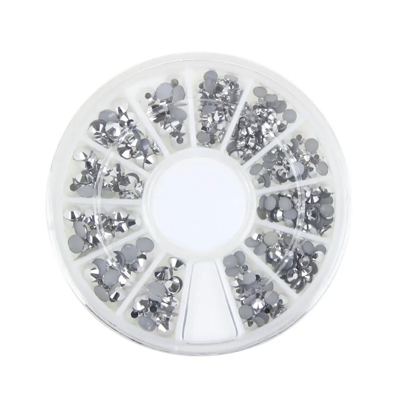 Посеребренные Смолы Ногтей Шарм Колеса Mix Размеры Стразы для Маникюра