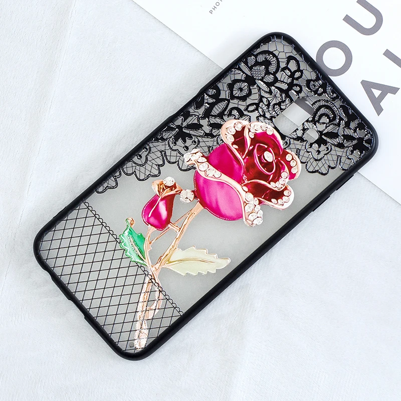 3D цветок цветочный кружево чехол на Samsung galaxy j6+/j6 plus sm j610 case cover чехлы красивый