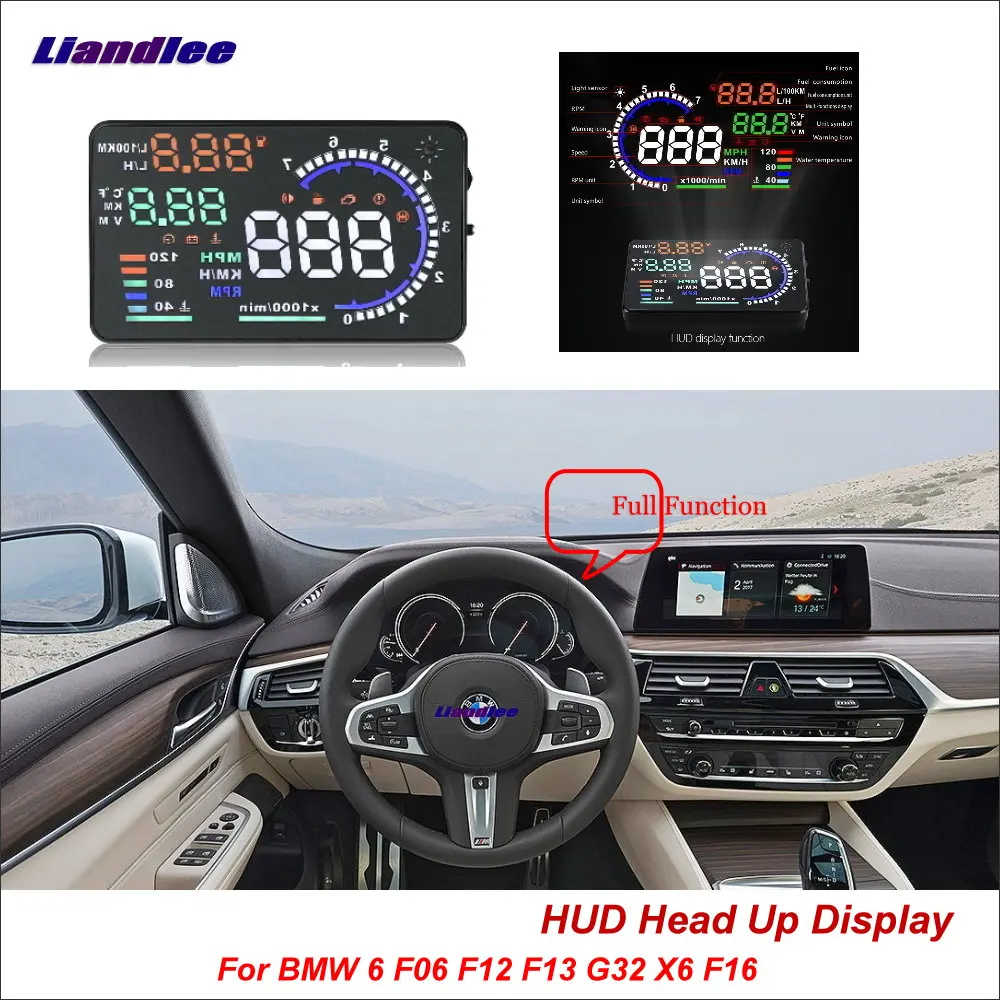 Автомобильный проектор Liandlee HUD для BMW 6 F06 F12 F13 G32 X6 F16 2011 2018 HD экран проектора датчик превышения скорости