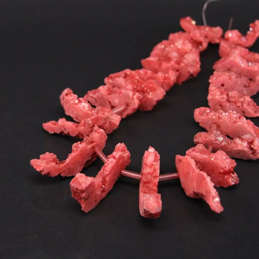 Нитка 15 5 &quot Красный титан натуральный кварцевый друг геод верхнее отверстие