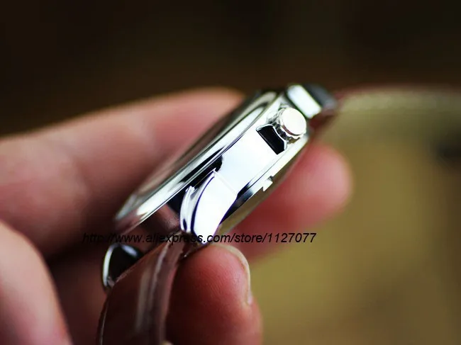 Мужские автоматические механические часы Winner коричневые кожаные простые с