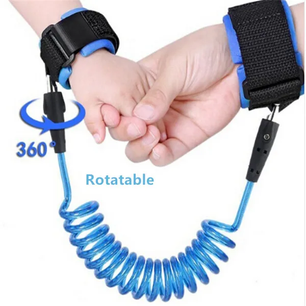 Rotatable blue 1,5-2,5 м детские ремни безопасности Регулируемый Детский поводок анти-потеря запястья Тяговый канат детские ходунки браслет - Цвет: Rotatable blue