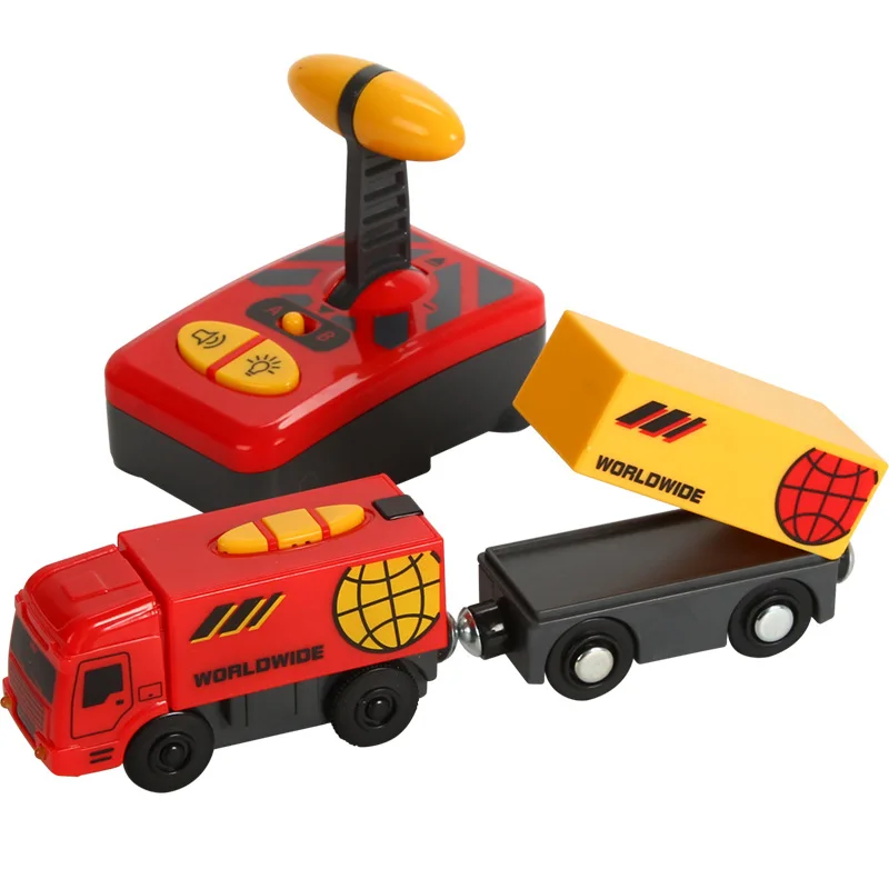 

RC Diecast Wooden Railway Train Remote Control Vehicles Electric Magnetic Slot Iron Horse Wooden Train Track Parts Robot Toy