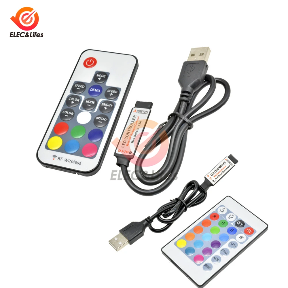 5 в USB ИК инфракрасный и RF беспроводной пульт дистанционного управления Лер диммер 17 ключ 24 ключ для дистанционного управления светодиодный светильник