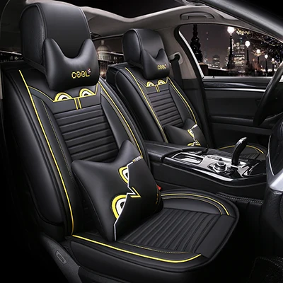 Black yellow pillow WLMWL универсальный кожаный чехол для сиденья автомобиля для Skoda octavia fabia rapid superb kodiaq все модели yeti аксессуары для стайлинга автомобилей - Название цвета: Black yellow pillow