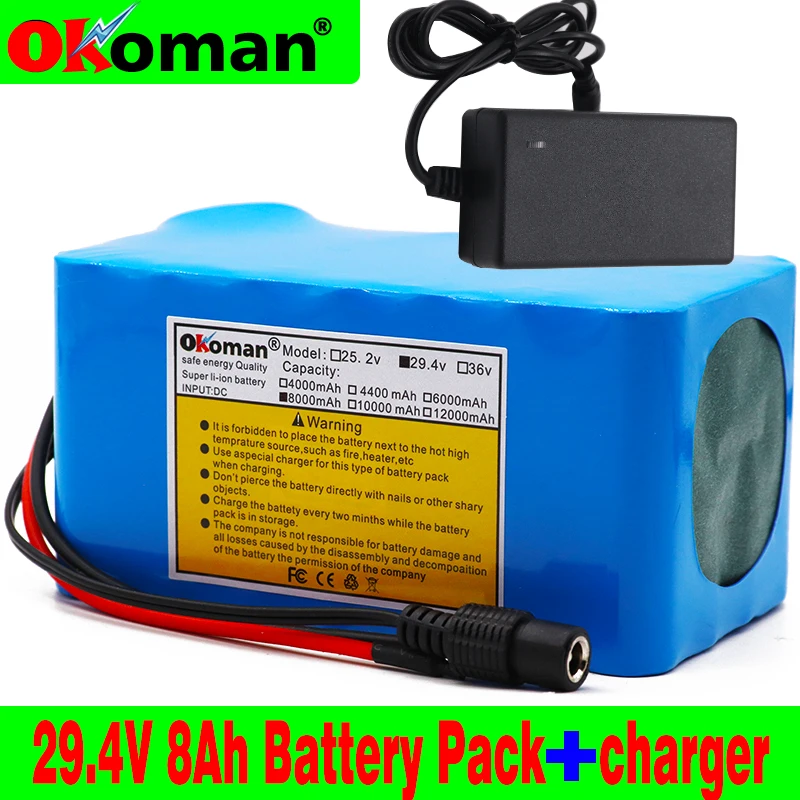 100% оригинал 24V 7S4P 8000mAh Высокой Мощности 8AH 18650 литиевая батарея с BMS 29 4 V