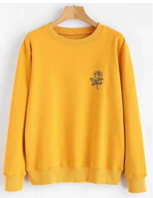 С цветочным узором в виде роз пуловер с графическим принтом Толстовка для женщин