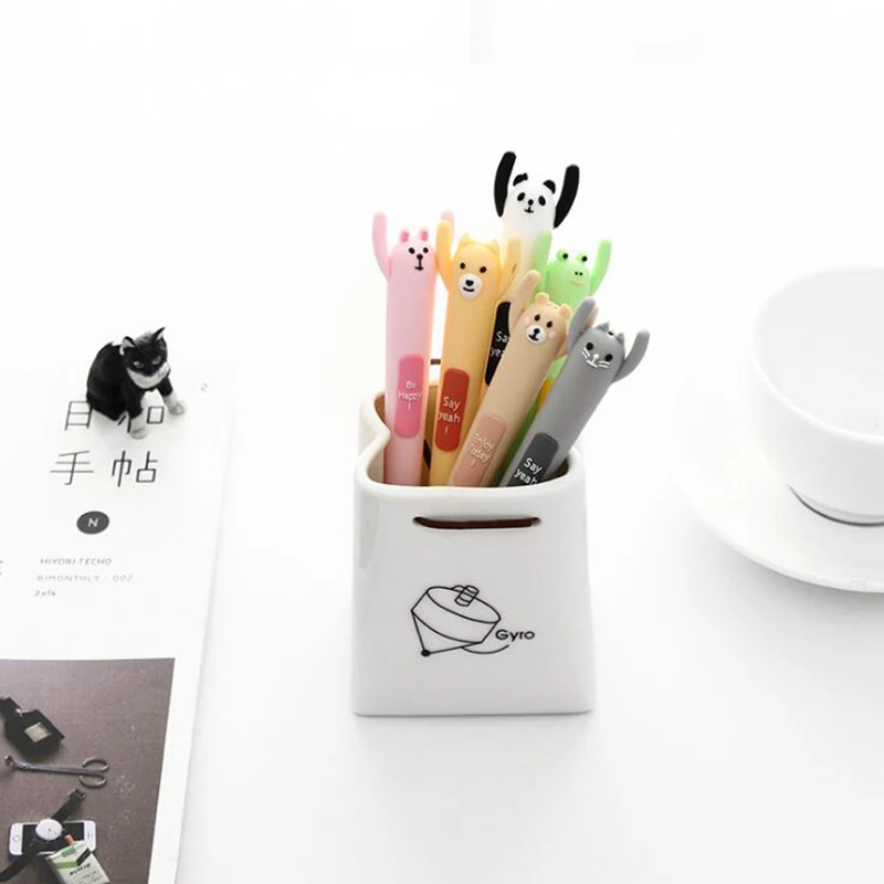 Creative Cartoon Animal Soft Silicone Gel Pen Personality Cute Shape Signature Needle Pen Student Stationery(Random Color