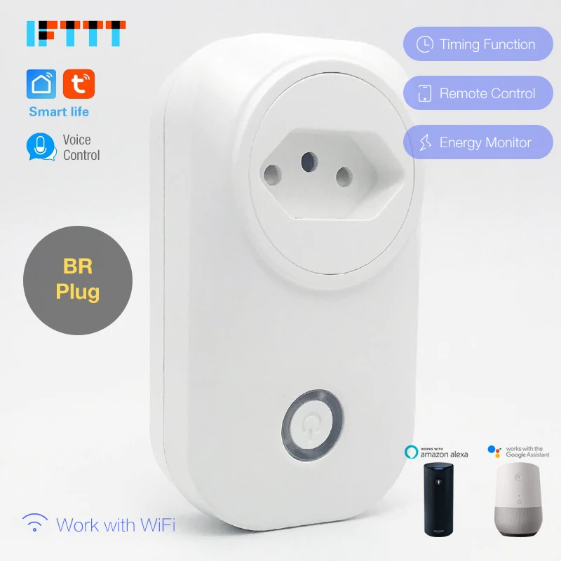 WIFI умный бразильский разъем питания монитор 16A BR умная розетка Беспроводная