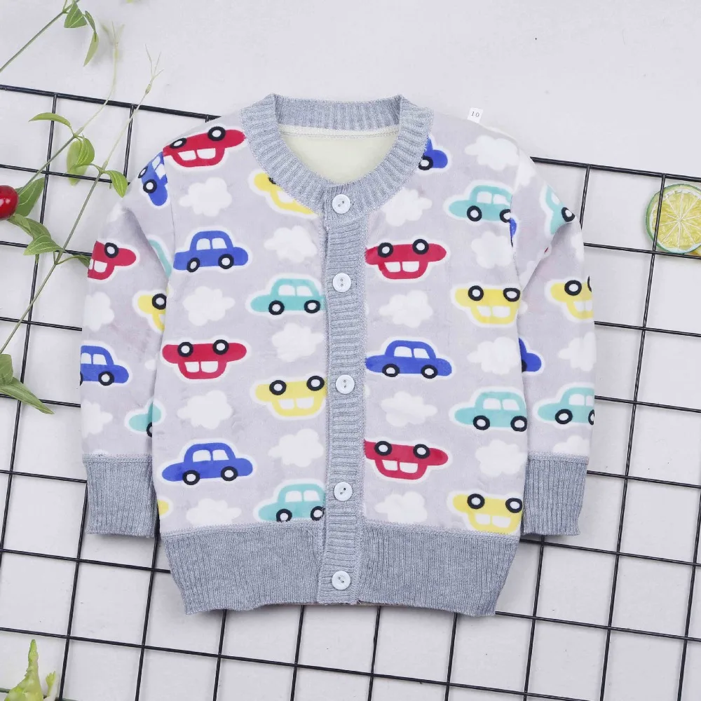 Autumn Winter Clothes For Baby Boys Kid Car Plane Warm Sweaters 0-2years Toddler Boy Cardigan O-neck Thick Outerwear |
