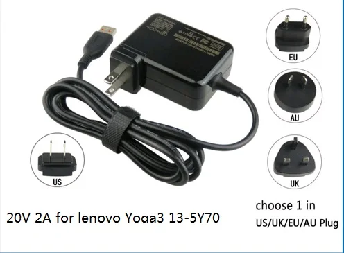 

20V 2A 40W for Lenovo Yoga3 Pro 13-5Y70 5Y711 Yoga3 11 Yoga 3 14 US/UK/EU/AU Plug laptop power ac adapter charger transformer