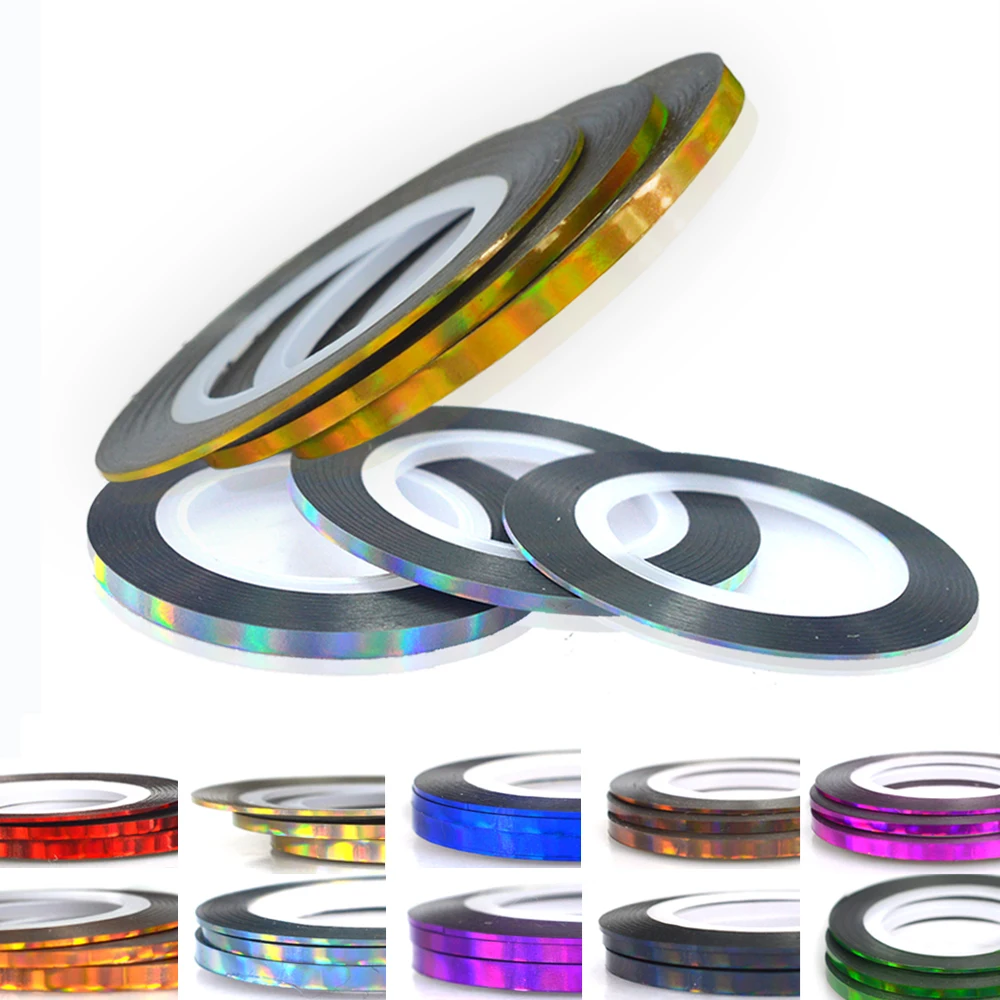 3 рулона радужной ленты для наращивания ногтей наклейки дизайна самоклеящиеся