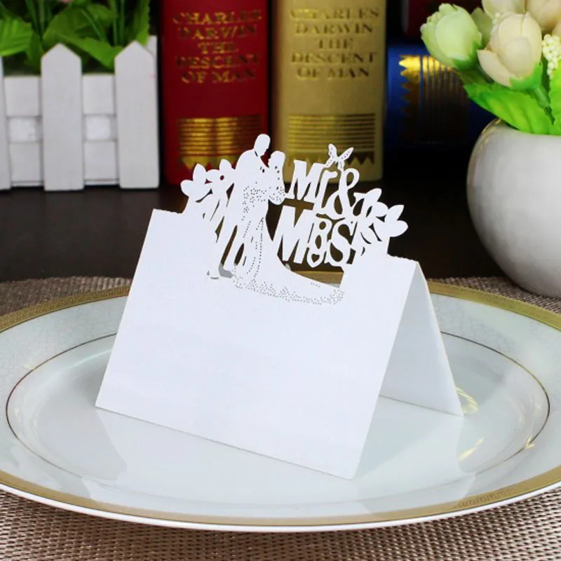 50 шт. белые невесты и жениха Имя Место карты свадьба шик перламутровый стол имя
